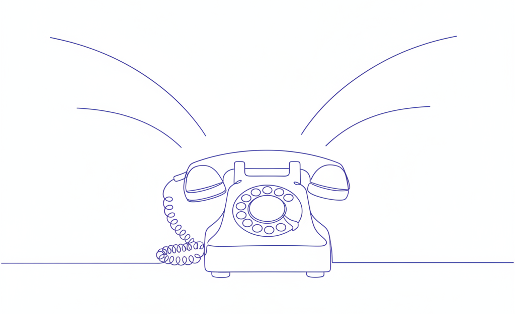 Three incoming call lines converging on one lifted telephone handset