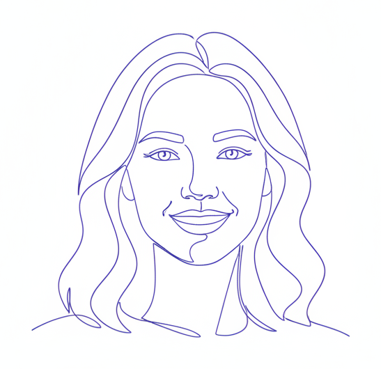 Illustrated line-art portrait — placeholder, not a real customer