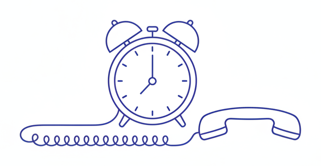 An alarm clock joined to a telephone handset by one curling cord