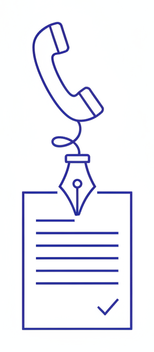 A telephone cord becoming a pen that writes a document